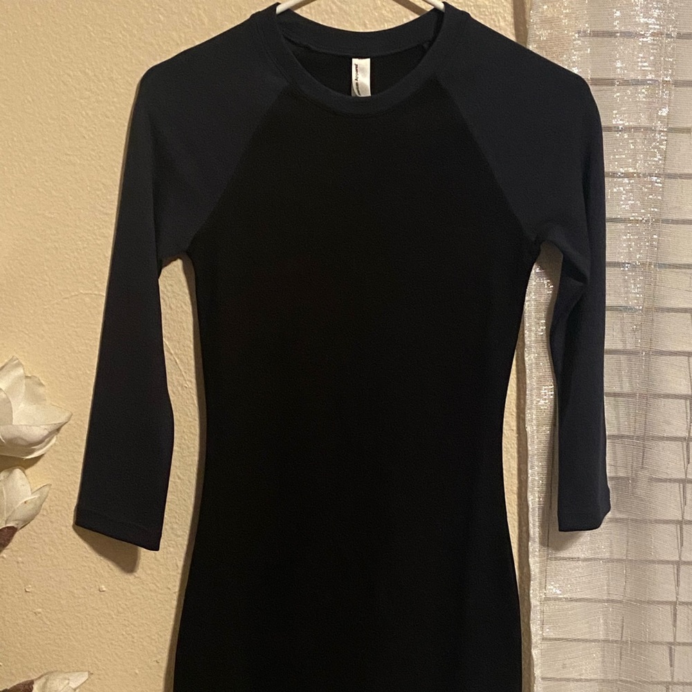 Black dress with navy sleeves